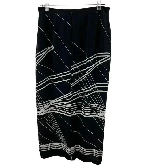 Nygard Collection Womens 100% Silk Pencil Skirt Black White Abstract Lines 10 - Picture 2 of 10